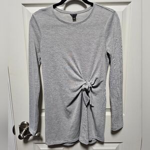 Ann Taylor Gray Tunic Top With Knot/Bow Detail - Size Small